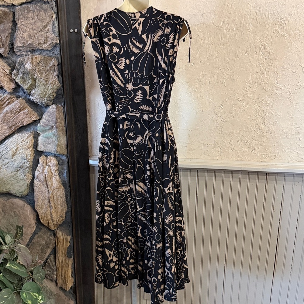 Chaps Black and Tan Pattern Midi Dress - Picture 3 of 4